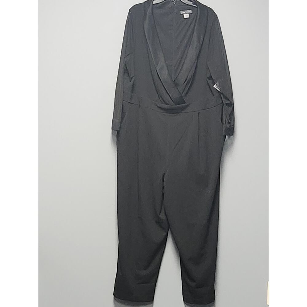 Jessica Howard Formal Jumpsuit Women's 24W NWT Sheer Sleeve Satin Pockets Tuxedo - Picture 4 of 12